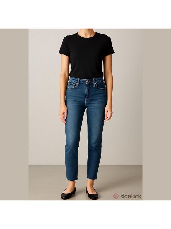 Agolde Denim - Agolde Sophie Jeans Dark Wash High Rise Slim/Skinny Leg Raw Hem Cropped Denim 25